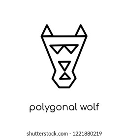 polygonal wolf head icon. Trendy modern flat linear vector polygonal wolf head icon on white background from thin line Geometry collection, outline vector illustration