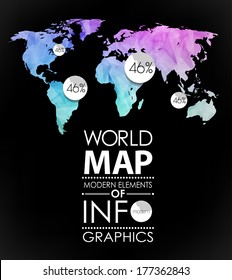 Polygonal World map card. Modern geometrical elements of info graphics. World Map, typography.