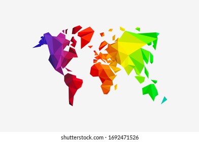 Farbiges Design der Polygonal-Weltkarte