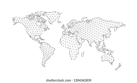 Polygonal world map or global cartography vector illustration