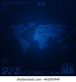 Polygonal world map. Global communication.