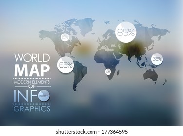 Polygonal World Map and Information Graphics. World Map and typography