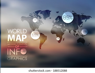 Polygonal World Map and Information Graphics. World Map and typography
