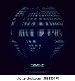 Polygonal world map. Point and line composition. Global network connection continent and planet, vector illustration.