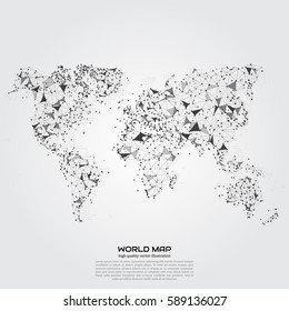 Polygonal world map. Point and line composition. Global network connection continent and planet, vector illustration.