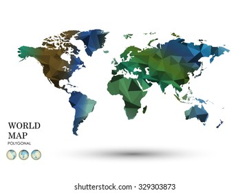 Polygonal World Map vector.