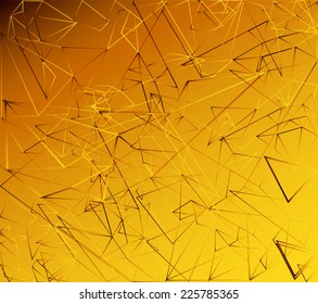 Polygonal yellow background with line triangles