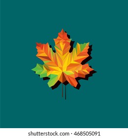 Polygonal yellow leaf.Vector illustration. Autumn maple leaf. Back to school.
