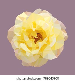 polygonal yellow rose, isolated polygon vector flower