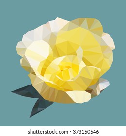 polygonal yellow rose, polygon geometric flower, isolated vector