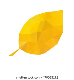 Polygonal yellow sheet.Vector illustration. Autumn leaf.