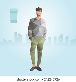 Polygonal young modern businessman