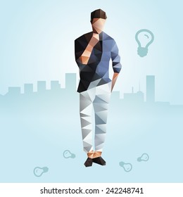 Polygonal young modern businessman