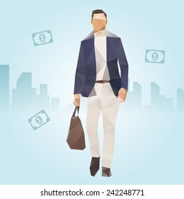 Polygonal young modern businessman