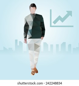 Polygonal young modern businessman