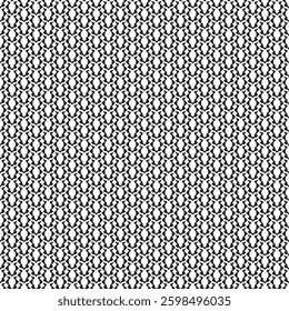 Polygonal zigzag geometric black line loops vector square seamless pattern. Cloth fabric texture.