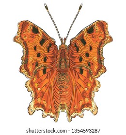 Polygonia c-album - vector illustration