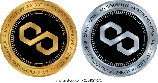 polygon-matic virtual currency illustration. vector illustrations.