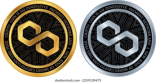 polygon-matic virtual currency illustration. vector illustrations.