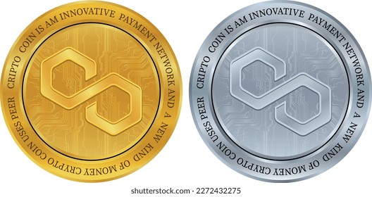 ilustración de moneda virtual poligon-mática. ilustraciones vectoriales.