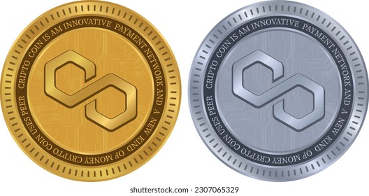 polygon-matic virtual currency illustration. vector illustrations.