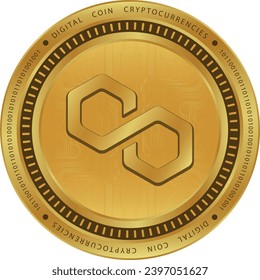 polygon-matic virtual currency illustration. vector illustrations.