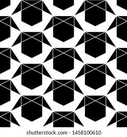 Polygons background. Hexagons, triangles ornament. Hexagonal, triangular shapes wallpaper. Figures motif. Geometrical backdrop. Digital paper, web designing, textile print. Seamles pattern