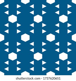 Polygons background. Hexagons, triangles ornament. Simple shapes wallpaper. Geometrical backdrop. Figures motif. Seamless pattern. Digital paper, web designing, textile print.