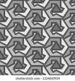 Polygons background.Mosaics motif. Simple shapes wallpaper. Hexagons, triangles, figures ornament. Geometrical backdrop. Digital paper, web designing, textile print. Seamles pattern.