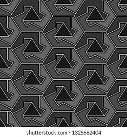 Polygons background.Mosaics motif. Simple shapes wallpaper. Hexagons, triangles, figures ornament. Geometrical backdrop. Digital paper, web designing, textile print. Seamles pattern