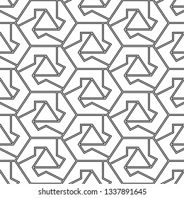 Polygons background.Mosaics motif. Simple shapes wallpaper. Hexagons, triangles, figures ornament. Geometrical backdrop. Digital paper, web designing, textile print. Seamles pattern