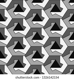 Polygons background.Simple shapes wallpaper. Hexagons, triangles, figures ornament. Mosaics motif. Geometrical backdrop. Digital paper, web designing, textile print. Seamles pattern