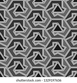 Polygons background.Simple shapes wallpaper. Seamles pattern. Mosaics motif. Hexagons, triangles, figures ornament. Geometrical backdrop. Digital paper, web designing, textile print.