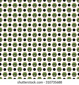 polygons and circles on a white background seamless pattern