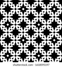 Polygons motif. Geometric backdrop. Figures background. Triangles, rhombuses, stars ornament. Seamless pattern.   Vector.