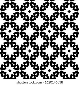 Polygons motif. Geometric backdrop. Figures background. Triangles, rhombuses, stars ornament. Seamless pattern. Triangular, quadrangular, star shapes wallpaper. Textile print, abstract. Vector