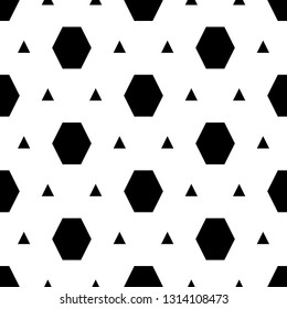 Polygons motif.Hexagons, triangles pattern. Geometrical backdrop. Hexagonal, triangular shapes wallpaper. Geometric background. Digital paper, abstract. Seamless ornament. Vector