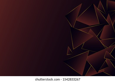 Polygons, triangles with a Golden line on a dark abstract background. Modern fashionable design. Vector illustration eps 10.