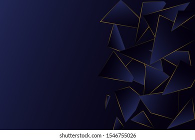 Polygons, triangles with a Golden line on a dark abstract background. Applicable for cover design, invitations, presentations, flyers, posters, business cards. Modern design illustration vector eps 10