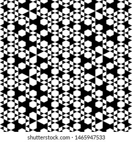 Polygons wallpaper. Abstract background.Seamless pattern. Hexagons, rhombuses, triangles, figures ornament. Geometrical backdrop. Digital paper, textile print, web design. Vector