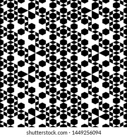 Polygons wallpaper. Abstract background.Seamless pattern.Digital paper, textile print, web design. Hexagons, rhombuses, triangles, figures ornament. Geometrical backdrop. Vector