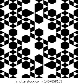 Polygons wallpaper. Abstract background.Seamless pattern.Digital paper, textile print, web design. Hexagons, rhombuses, triangles, figures ornament. Geometrical backdrop. Vector.