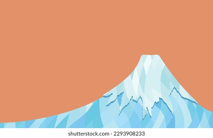 Polygon-style winter illustration of Mount Fuji with lots of snow