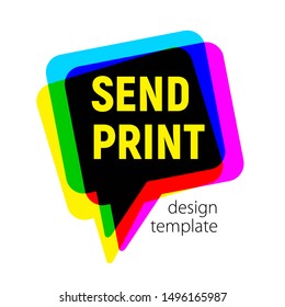 Polygraphy and CMYK printing. Express press and photocopy. Design printshop logo template. Vector illustration.