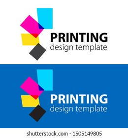 Polygraphy and CMYK printing factory. Express press and photocopy. Design printshop logo template. Vector illustration.