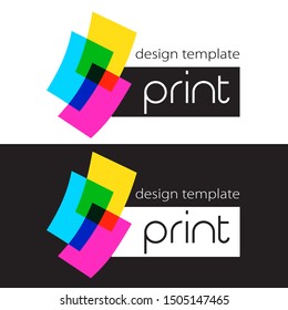 Polygraphy and color print services. Express press and photocopy. Design printshop logo template. Vector illustration.