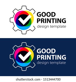 Polygraphy and color print workshop. Best choice, yes. Express press and typography. Design printshop logo template. Vector illustration.