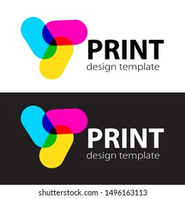 Polygraphy and print CMYK services. Express press and photocopy. Design printshop logo template. Vector illustration.