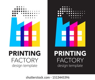 Polygraphy and printer workshop. Press and photocopy factory. Design printshop logo template. Vector illustration.