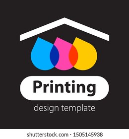Polygraphy and printing factory. Express press and photocopy. Design printshop logo template. Vector illustration.